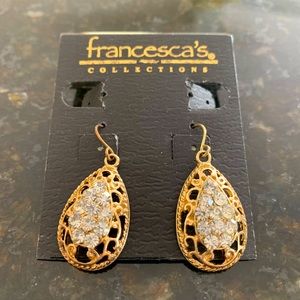 Francescas Gold Filigree Tear Drop Earrings